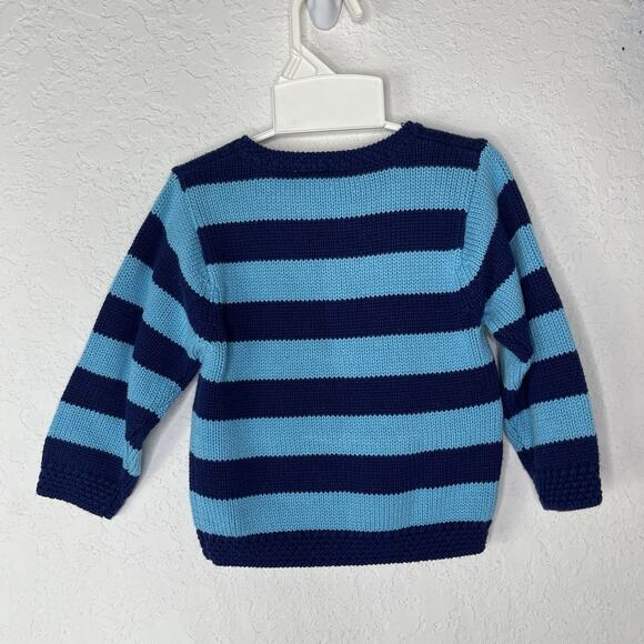 OshKosh Baby Blue Striped Sweater 12 Months, Fall, Winter, Cozy, Cotton Blend - Picture 5 of 7